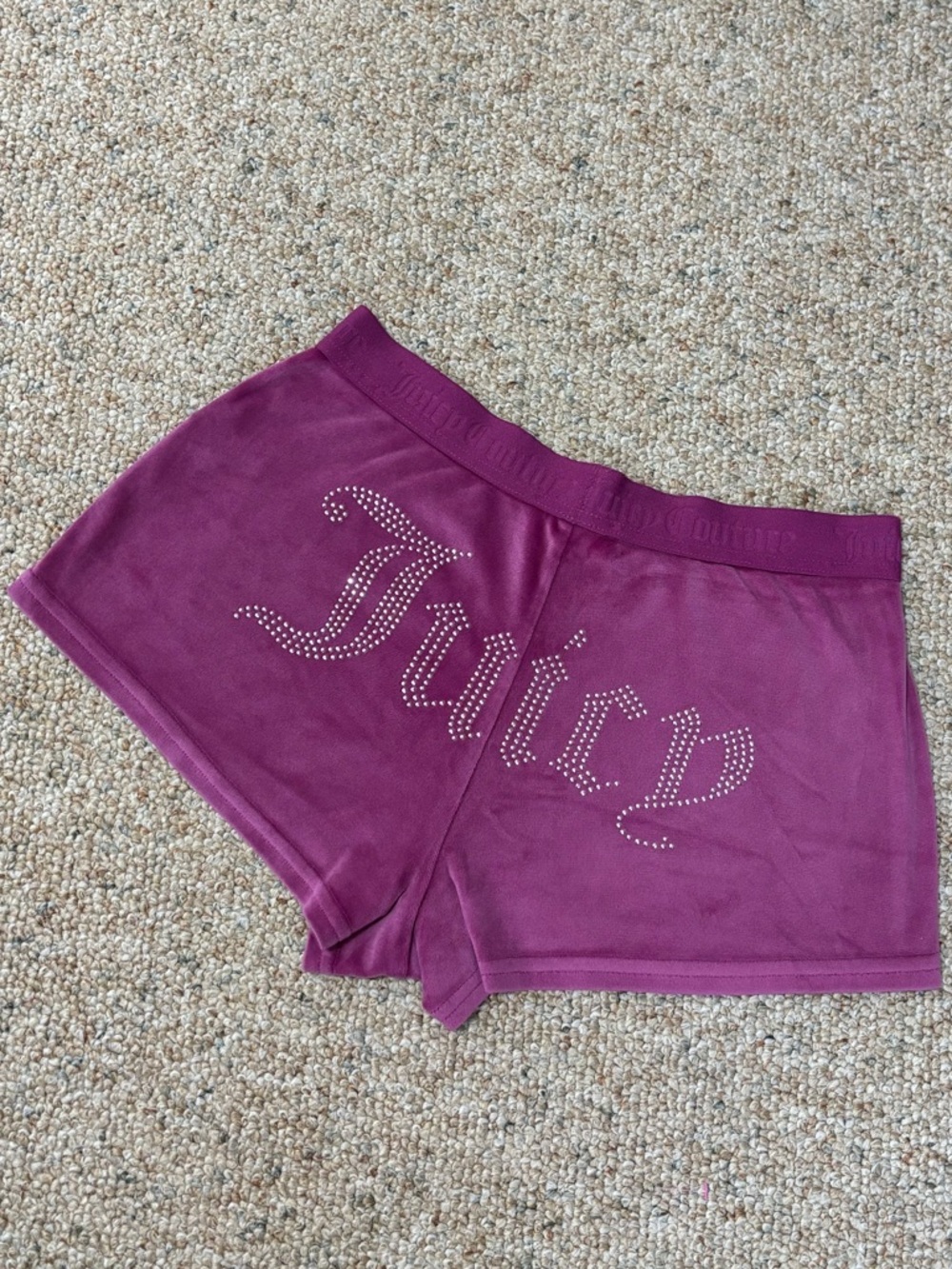 Y2K Juicy Couture Rhinestone Logo Sleepwear Velour Shorts Size Medium